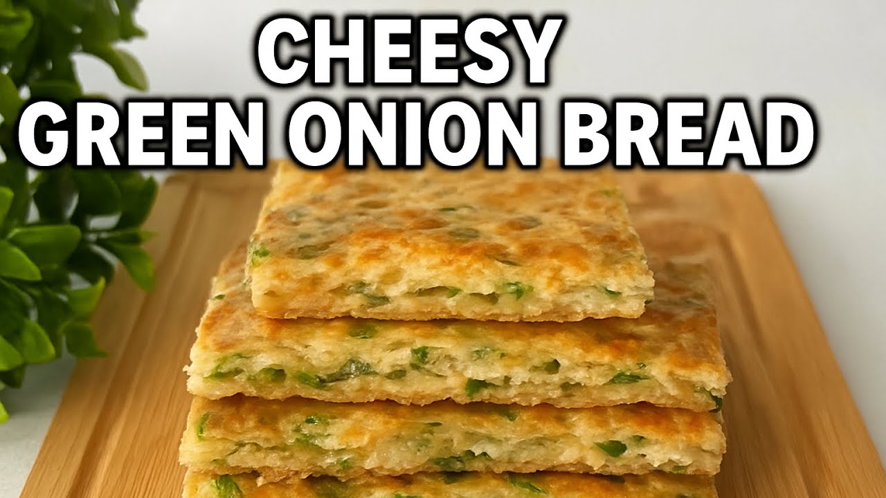 Easy Cheese and Green Onion Bread Recipe! Cheesy Green Onion Flatbread 🧀🌿”
