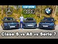 Mercedes Clase S vs BMW Serie 7 vs Audi A8 reseña - ¿Cuál es mejor?