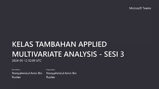 Kelas Tambahan Applied Multivariate Analysis (Sesi 3) - Sample Geometry