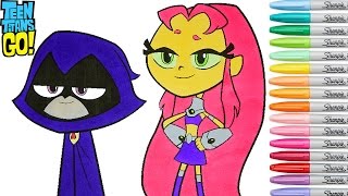 Teen Titans Go Coloring Book Pages Raven Starfire Ttg Rainbow Splash