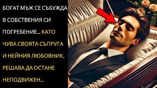 картинка: МИЛИОНЕРЪТ СЕ СЪБУЖДА НА СОБСТВЕНОТО СИ ПОГРЕБЕНИЕ, КОГАТО ЧУВА ИЗНЕВЯРАТА НА СЪПРУГАТА СИ С НЕЙНИЯ