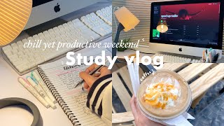 weekend study vlog 🍵📑 cute cafe, notes taking, grocery store, journaling and chilling