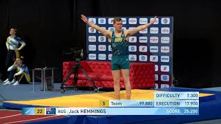 HEMMINGS Jack (AUS) M - 2022 Trampoline Worlds, Sofia (BUL) - Q Tumbling Exercise 1