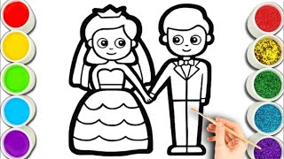 Bride and Groom Drawing, Painting & Coloring For Kids and Toddlers_ Child Art