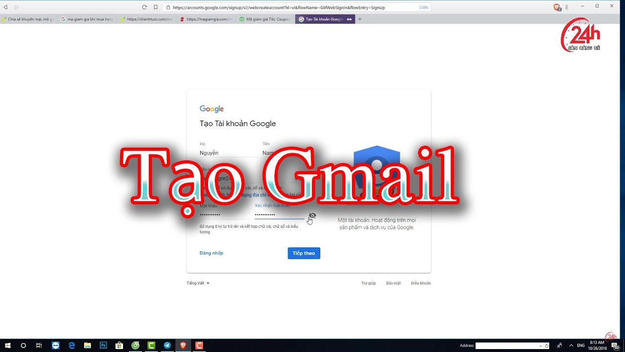Hướng dẫn đăng ký tài khoản Gmail miễn phí mới nhất 2018
