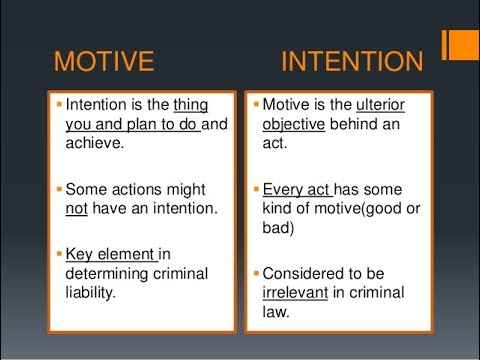 Difference between Intention and Motive. Importance of motive in Law of