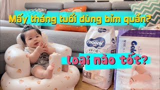 Mấy tháng tuổi thì có thể mặc bỉm quần. Các loại bỉm dành cho trẻ em #babyjun