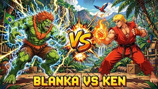Street fighter gameplay 90s game Blanka vs Ken screenshot 3