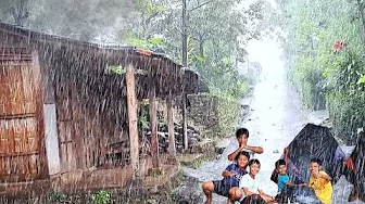 HEAVY RAIN POURS DOWN ON A BEAUTIFUL AND COOL VILLAGE | HEAVY RAIN | ASMR