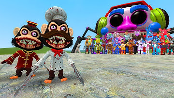 CHEF MONKEY,MURDER MONKEY DARK DECEPTION CHAPTERS 1-5 VS ALL FNAF 1-9 SB ANIMATRONICS In Garry