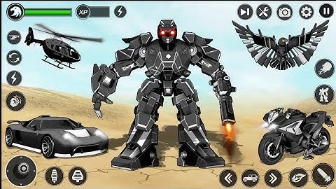 Flaying hawk robot car game.part(#5).robot hero saving city mobile gameplay