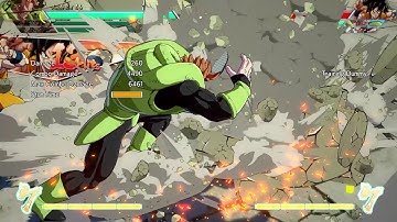 DBFZ Android 16 5.9k Damage Midscreen Combo 1 Bar 2 Assists