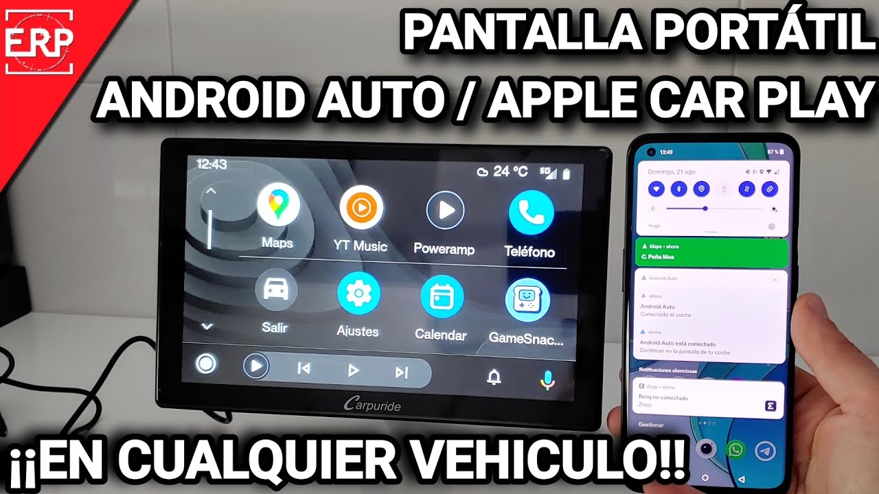 AWESAFE 9”Pantalla CarPlay para Coche/Android Auto/MirrorLink Inalámbrico,  Reproductor de Coche Pantalla Tactíl Admite Cámara