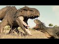 Carnivore and herbivore dinosaurs battle royale in desert   jurassic world evolution 2