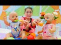 Baby doll & baby sitter. Baby born dolls morning routine.