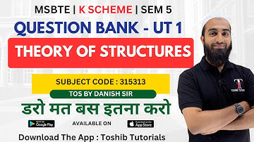 THEORY OF STRUCTURES I TOS |  UT 1 QUESTION BANK I K SCHEME I MSBTE | TOSHIB TUTORIALS