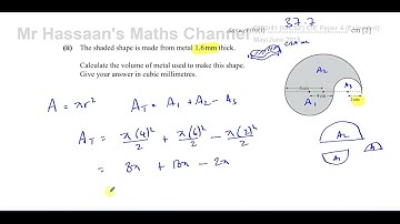 0580/41/M/J/15, (IGCSE), Paper 41, Q9(b), Area, Perimeter of Circles, Volumes of Prisms