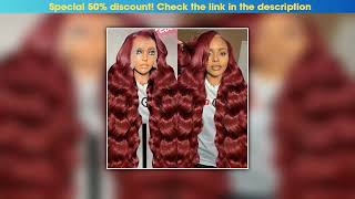 Review 200 Density 99J Burgundy 13x4 HD Body Wave Lace Front Human Hair Wigs 36 Inch Red Colored 13
