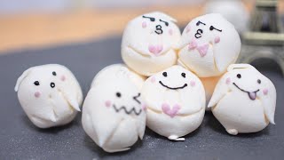 〈おもしろ簡単②〉マシュマロに描くだけ簡単かわいいお菓子/おばけマシュマロ/Halloween cute sweets ideas marshmallow 귀여운 쉽게 과자