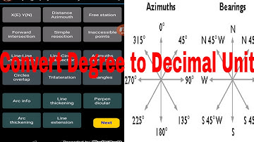 Convert azimuth Decimal to Degree mints sec & make parallel line with mobile app Cogo in Urdu/Hindi