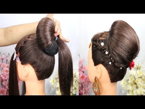 new-latest-wedding-hairstyle-step-by-step-||-easy-bun-hairstyle-for-festival-||-party-hairstyle