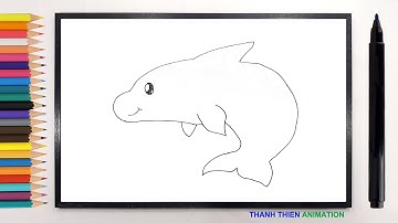 Vẽ con vật #240: Vẽ con cá heo đơn giản mà dễ thương | How to draw a simple cute dolphin