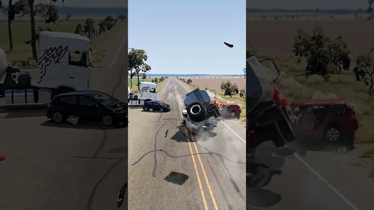 Realistic Highway Car Crashes #45