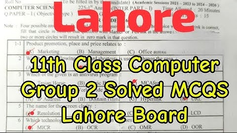 1st year Computer Lahore group 2 solved mcqs 11th Class computer Paper 11th computer 2nd time