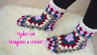 Medias/pantuflas tejidas a crochet 🥰 puedes hacerlos con lana sobrante