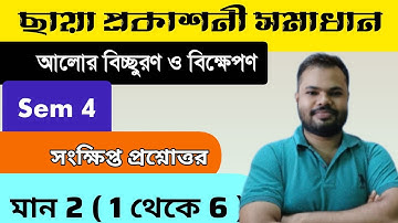 আলোর বিচ্ছুরণ ও বিক্ষেপণ/DISPERSION & SCATTERING OF LIGHT /SEM 2/MARK 2/ছায়া প্রকাশনী/TWIN PHYSICS 