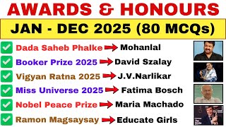 Top Awards & Honours of 2025 (Jan–Dec) | 80 MCQs