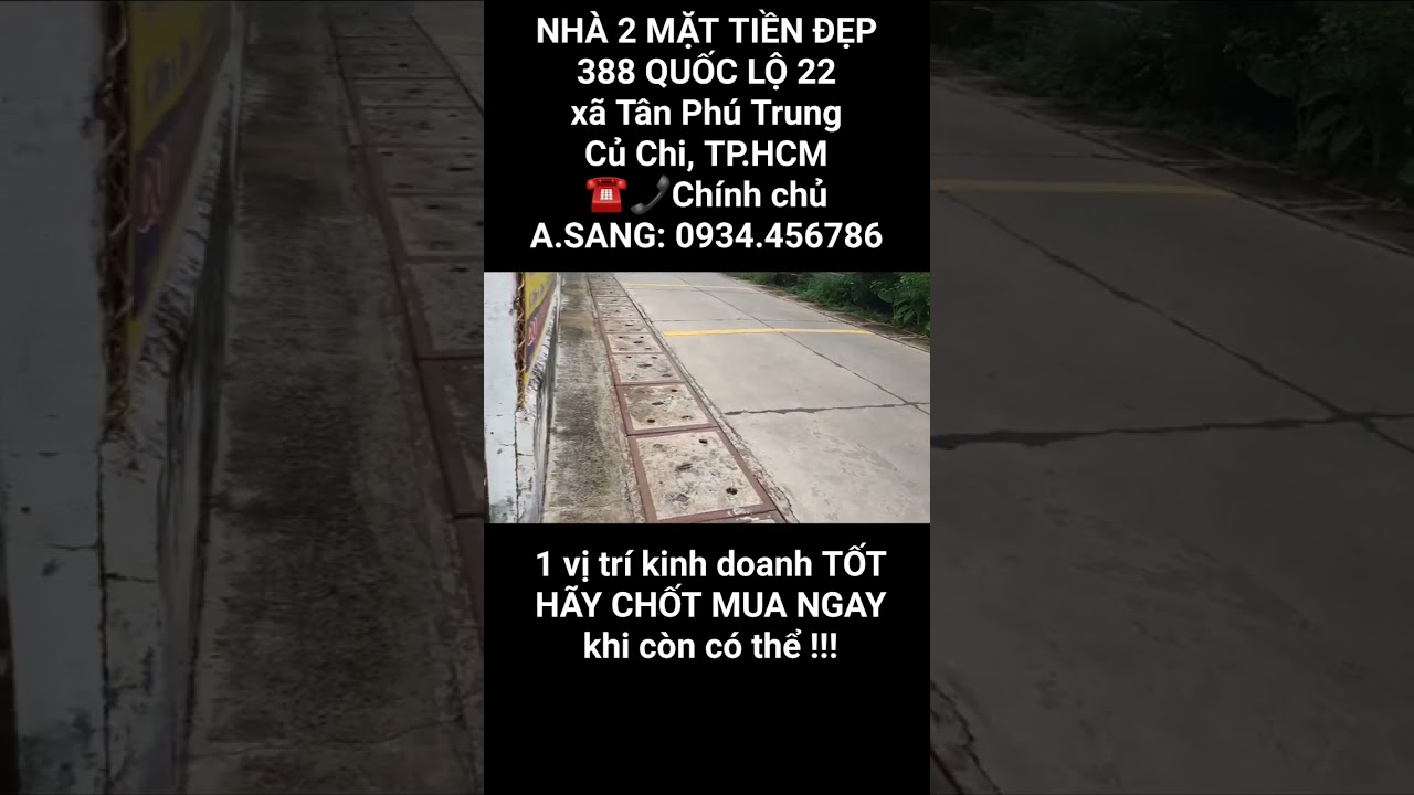 CHÍNH CHỦ bán RẺ: NHÀ 2 MẶT TIỀN ĐẸP trên QUỐC LỘ 22, xã Tân Phú Trung, Củ Chi, TP.HCM. DT: 17mx51m