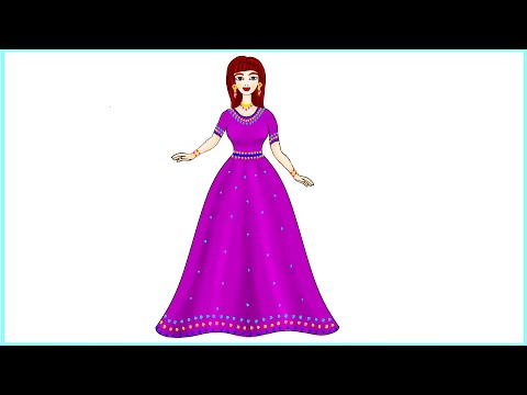 Dress design for dolls I Easy drawing I Fashion and style I Kids drawing I Trending-purple color