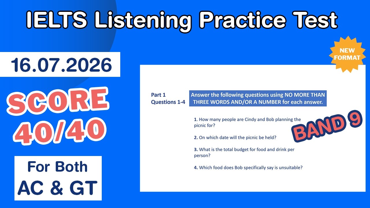 IELTS Listening Practice Test 2026 with Answers 16.07.2026 - Test