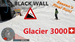 [4K] Skiing Glacier 3000, Black Wall 104% Slope - Season's Final Run, Vaud Switzerland, GoPro HERO11