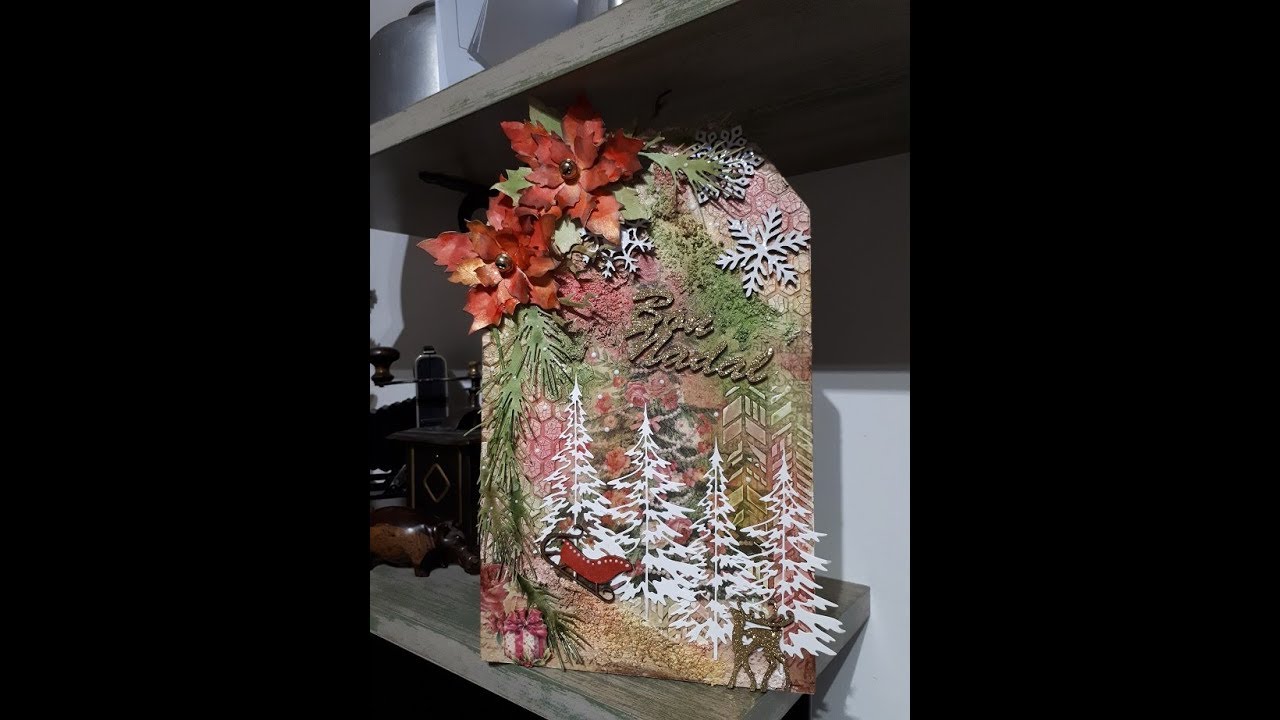 Tutorial Mix Media  Como decorar un tag para navidad