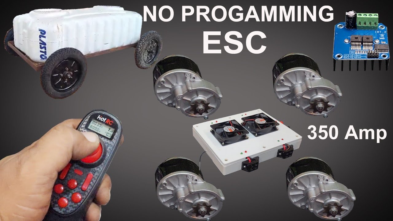 NO programming ESC 350 Amp#BTS7960 motor driver #DIY Lawn rover