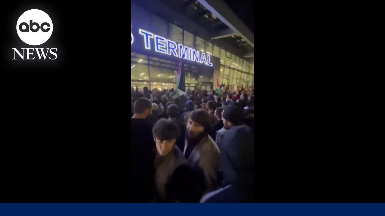 ⁣Crowds storm Russian airport following flight landing from Tel Aviv | WNT