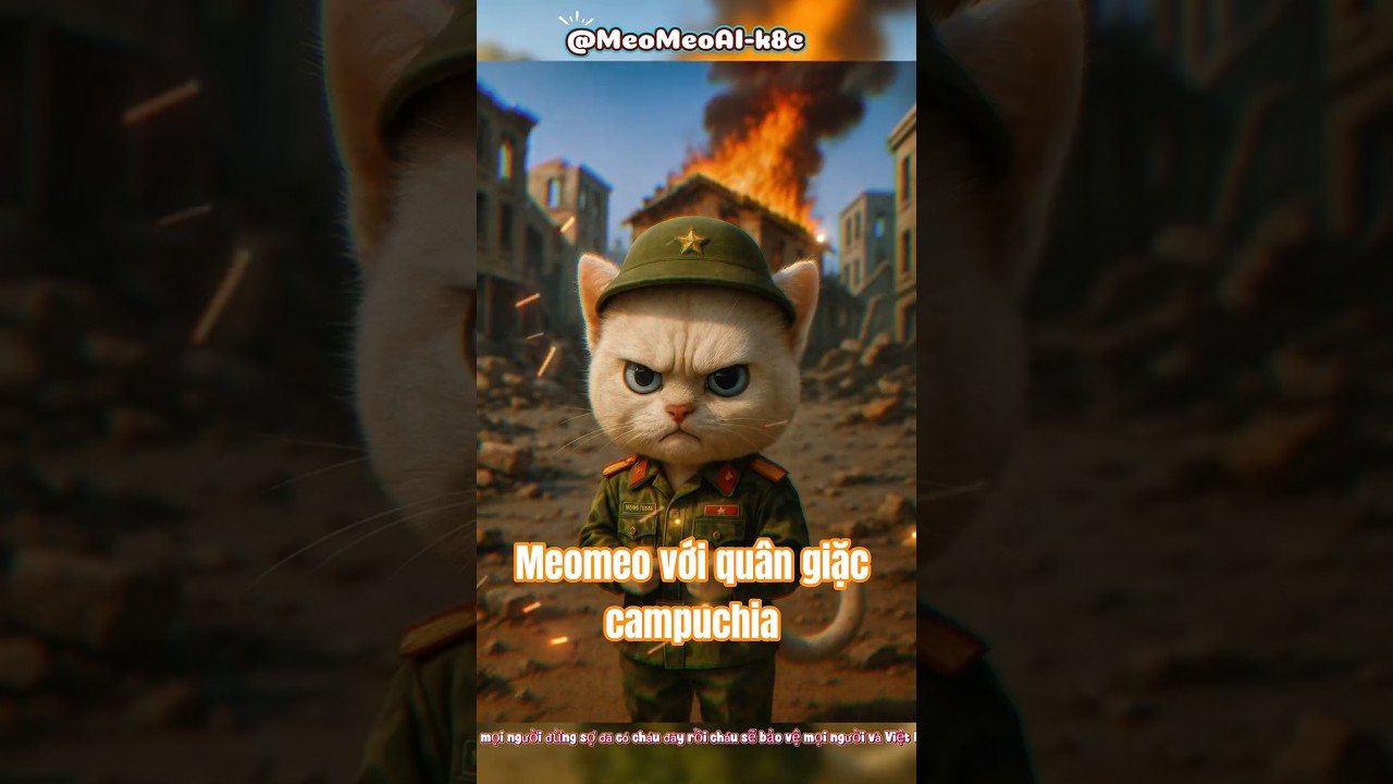 Meomeo bảo vệ dân Việt Nam trước quân giặc campuchia #catai #meoai #ai #cat #videoshort #MeoMeoAI