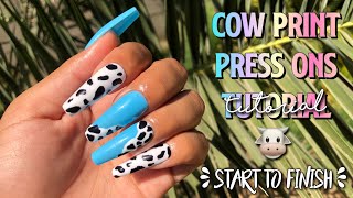 COW PRINT PRESS ON NAILS : START TO FINISH TUTORIAL 🐮