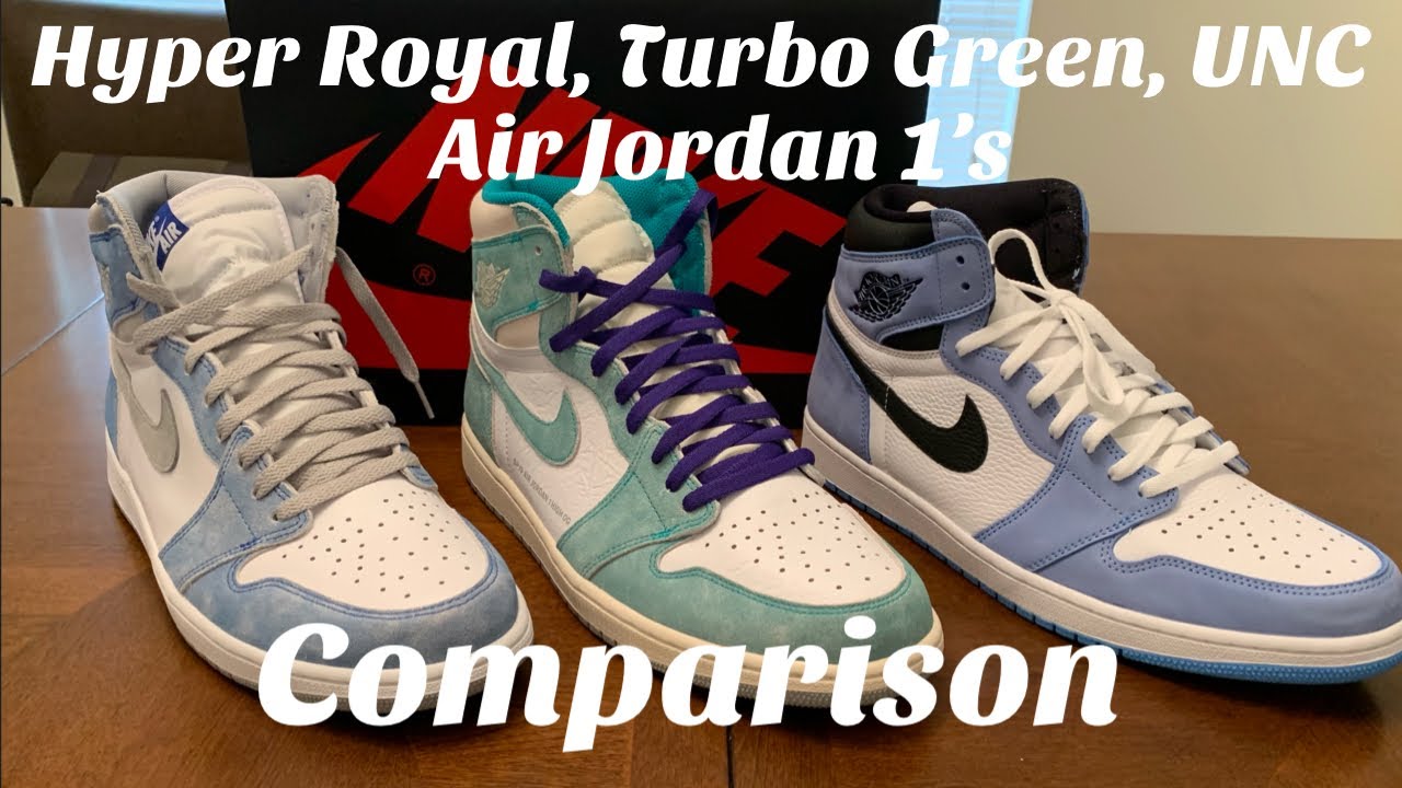 Air Jordan 1 Hyper Royal vs Air Jordan 1 Turbo Green vs Air Jordan 1 ...