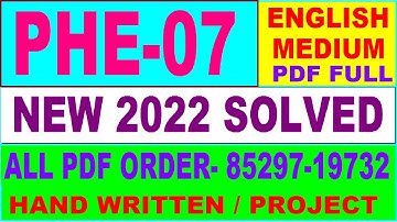 phe 07 solved assignment 2021-22 / phe 7 solved assignment in english / ignou phe 7 pdf