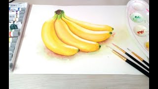 Cara Melukis Buah Pisang dengan Cat Air | How to Easy Painting Banana Fruits in Water Color Cara Melukis Buah Pisang dengan Cat Air | How to Easy Painting Banana Fruits in Water Color