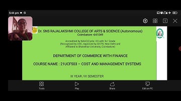 Break Even Analysis|Cost and Management Systems|SNS Institutions
