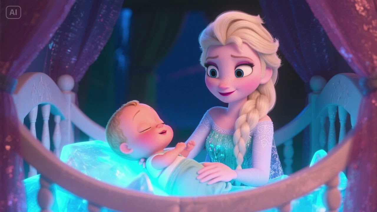Gently Rocked in the Glow of Ice – Elsa and Her Baby ❄️👶💙🕯️