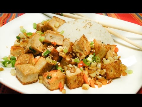 Vegan Pan Fried Tofu & Sweet Peppers ผัดเต้าหู้กับพริกหวาน - Episode 13