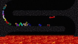 Escape from the Lava 2  Survival Worm Vehicle Race in Algodoo