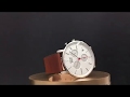 Montre chrono design unisexe cadran blanc date bracelet cuir marron davis 2211