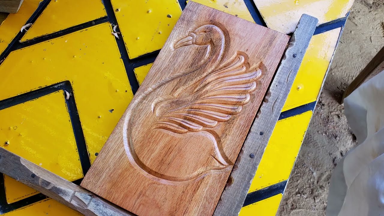 Cisne 🦢 tallado en madera de Caoba, Tutoria a Mano!!