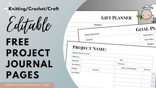 Free Project Journal Pages EDIT and/or PRINT!